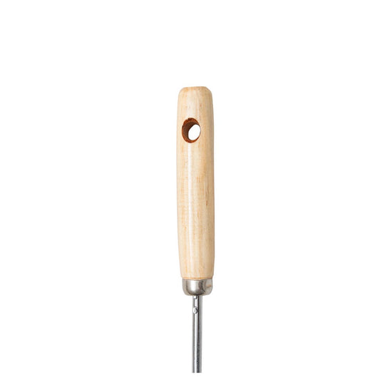 Volteador de acero inoxidable liso con mango de madera grande VAL24 Valery – vista 3