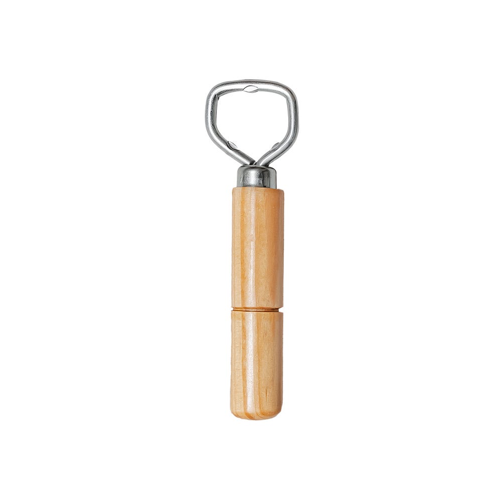 Destapador simple de acero inoxidable con mango madera VAL044 Valery – vista 2