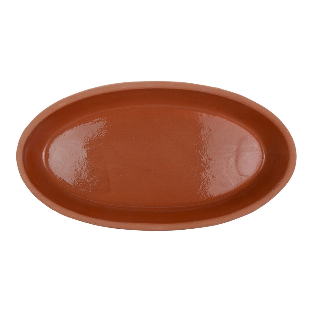 Charola Oval de barro con esmalte en interior para hornear 23 x 13 x 3.5 cm Viapot