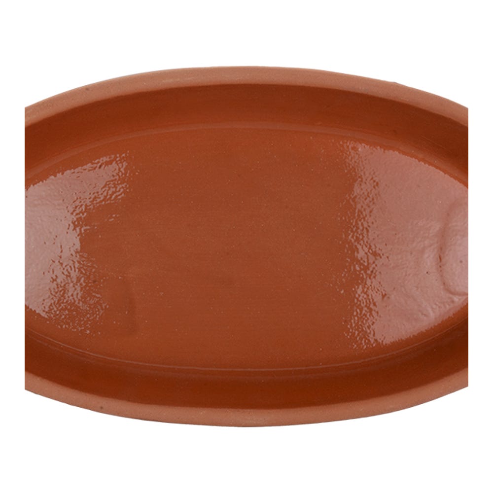 Charola Oval de barro con esmalte en interior para hornear 23 x 13 x 3.5 cm Viapot