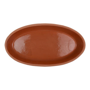 Charola Oval de barro con esmalte en interior para hornear 29 x 16 x 4 cm Viapot
