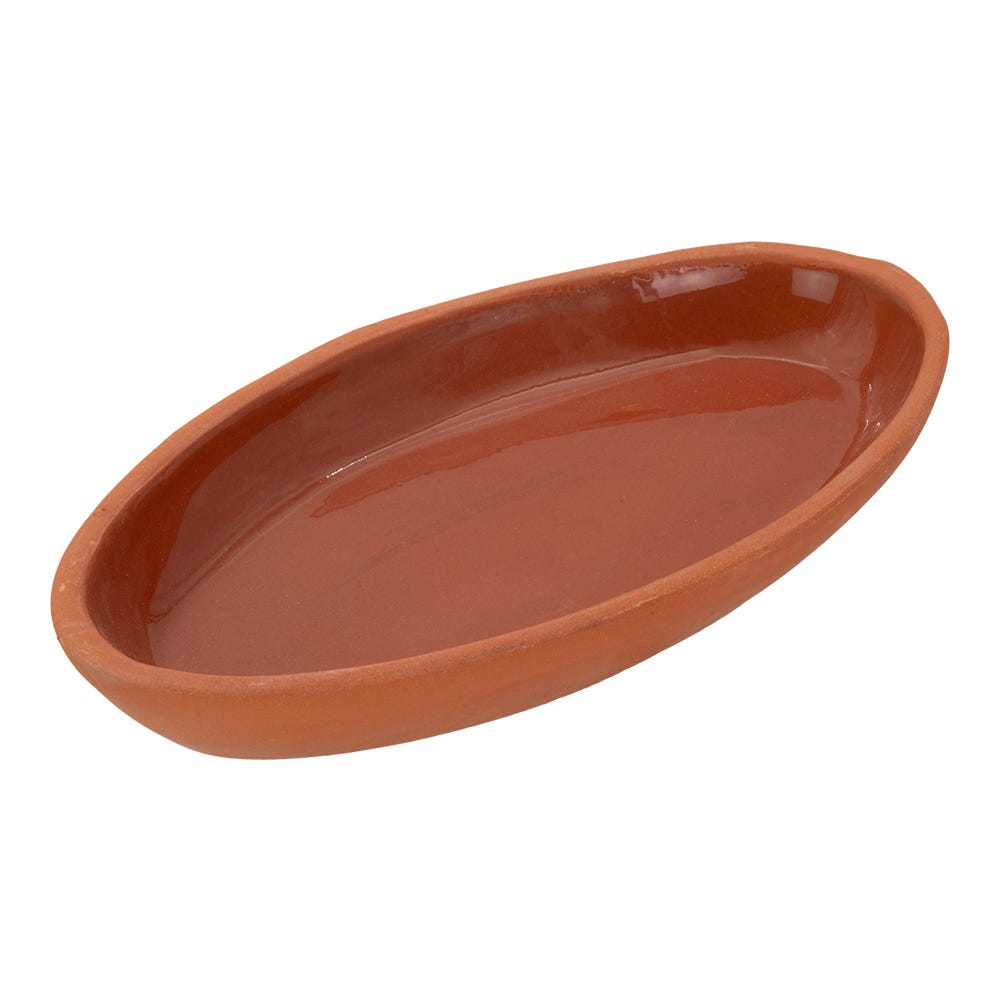 Charola Oval de barro con esmalte en interior para hornear 29 x 16 x 4 cm Viapot