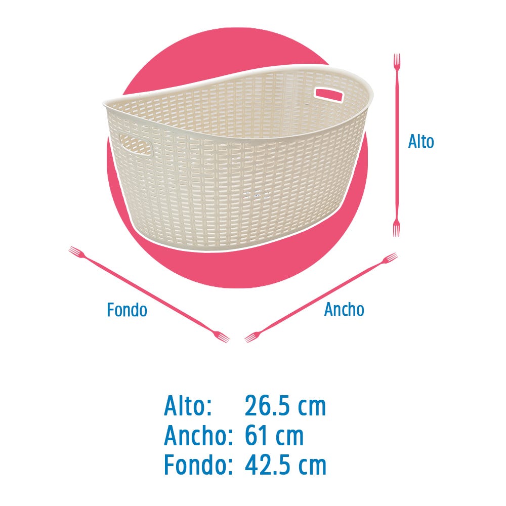 Canasta para ropa de plástico con diseño Rattan Ovalo 40 L 011078 Home Pro