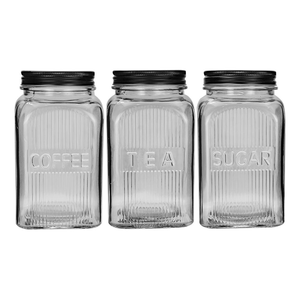 Juego de 3 contenedores vidrio con tapa 1 L ATGS19 Home Sweet Home
