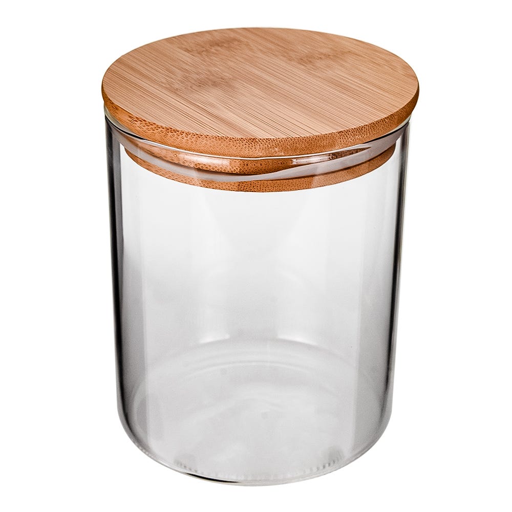 Frasco de vidrio con tapa de bambú 700 ml RG700 Home Sweet Home