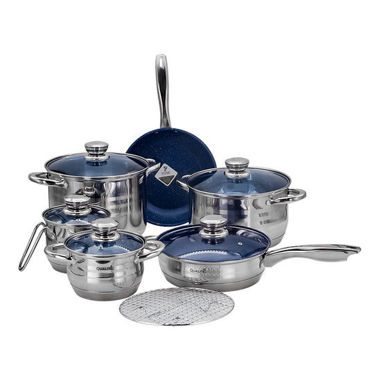 Batería de cocina acero inoxidable acabado espejo 12 piezas Kuche Qualité