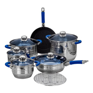 Batería de cocina acero inoxidable acabado espejo 12 piezas Tasse Qualité