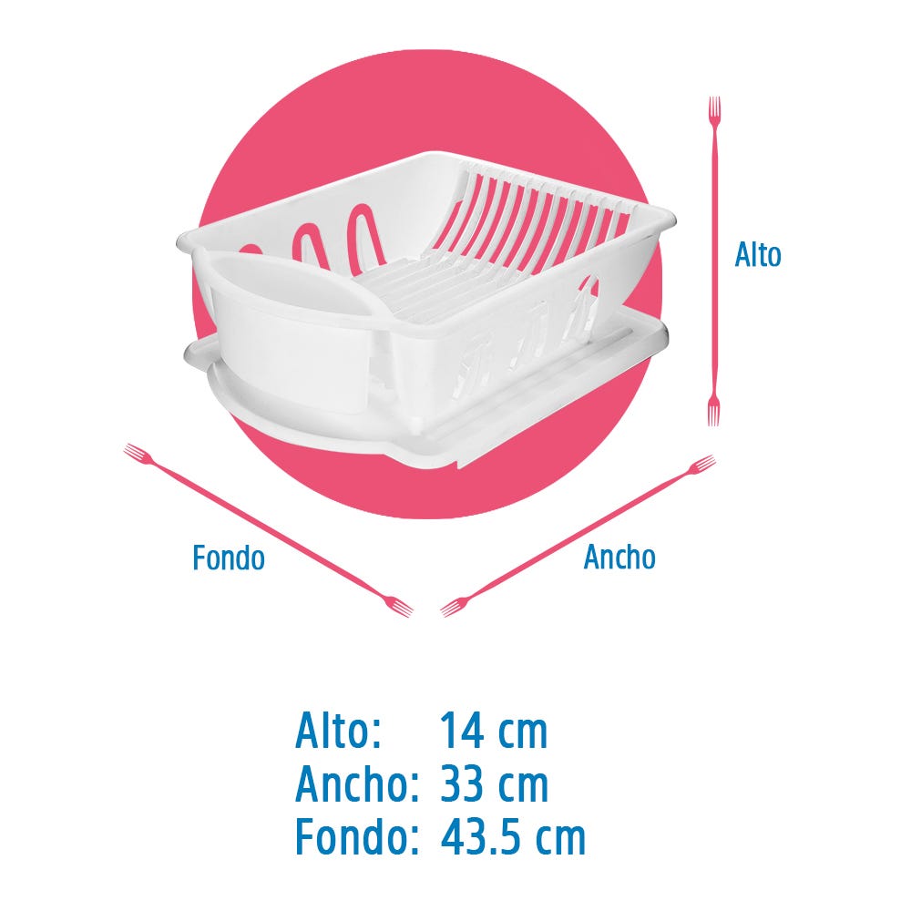 Escurridor para platos de plástico con base STAR PT-1008 Kitchen Pro