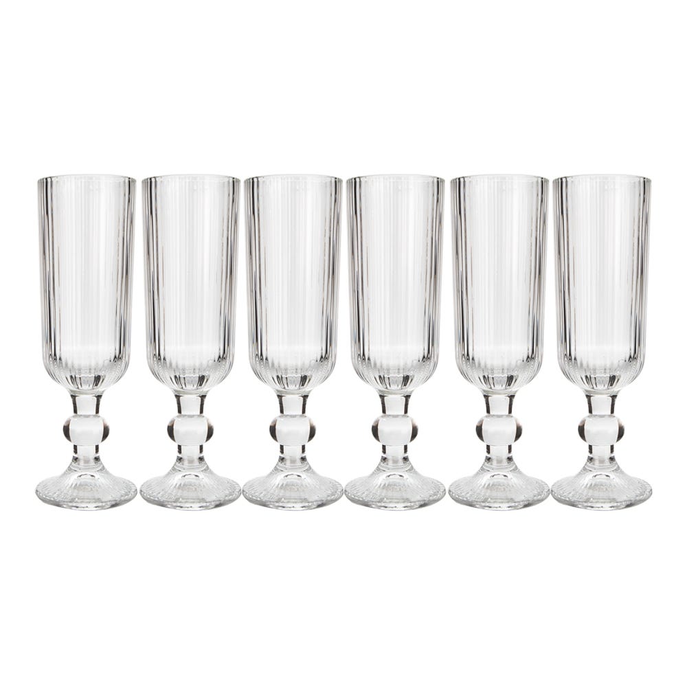 Juego de copas altas de vidrio con relieve 6 piezas ATH-869 Chef Market
