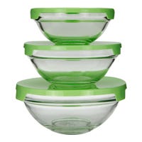 Juego de contenedores redondos de vidrio con tapa 3 piezas BLS533/6-6GB IMPERIAL Kim Glass