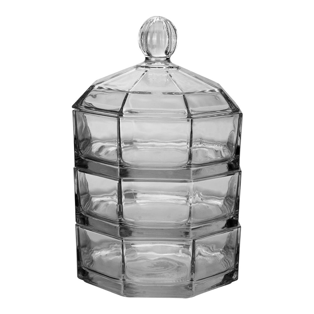Contenedor de almacenamiento de vidrio 3 niveles con tapa BLS580/4-2GB ODENSE Kim Glass