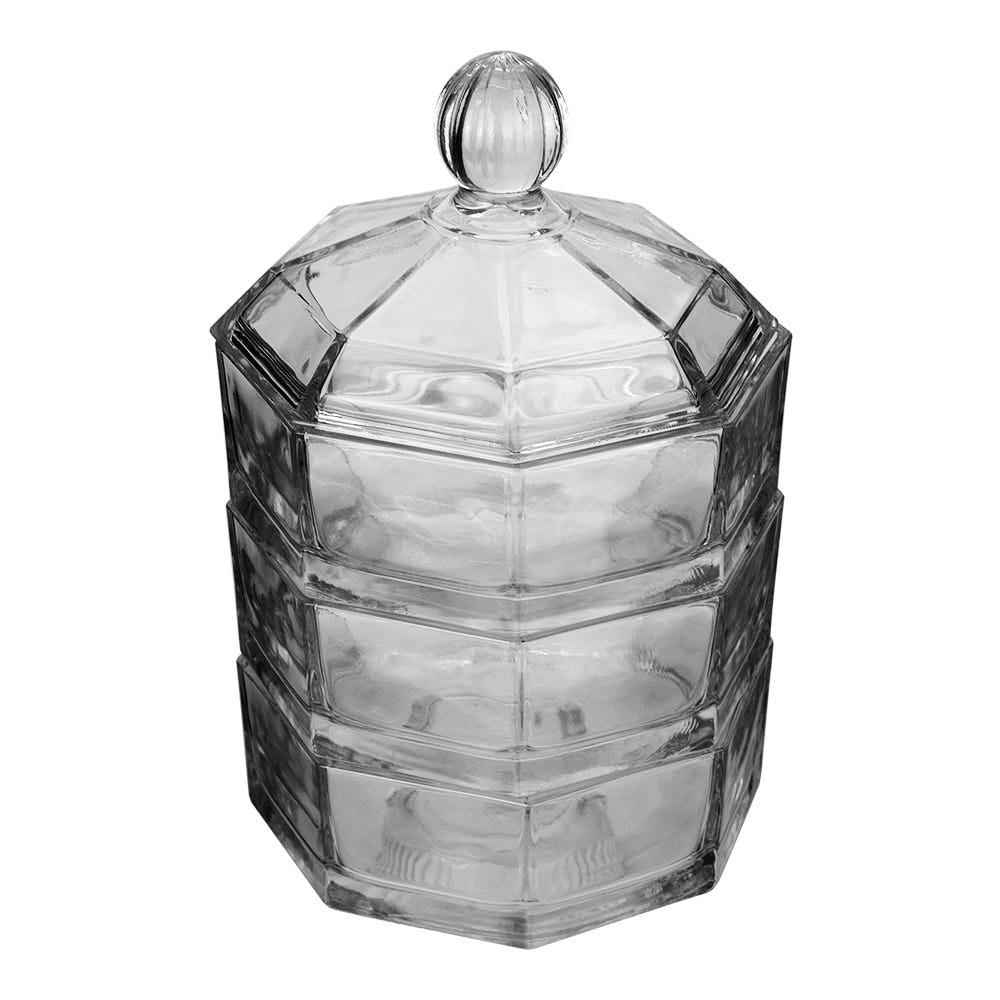 Contenedor de almacenamiento de vidrio 3 niveles con tapa BLS580/4-2GB ODENSE Kim Glass