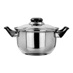 Cacerola de acero inoxidable con tapa de vidrio 1.5 litros A01 Qualité Basic