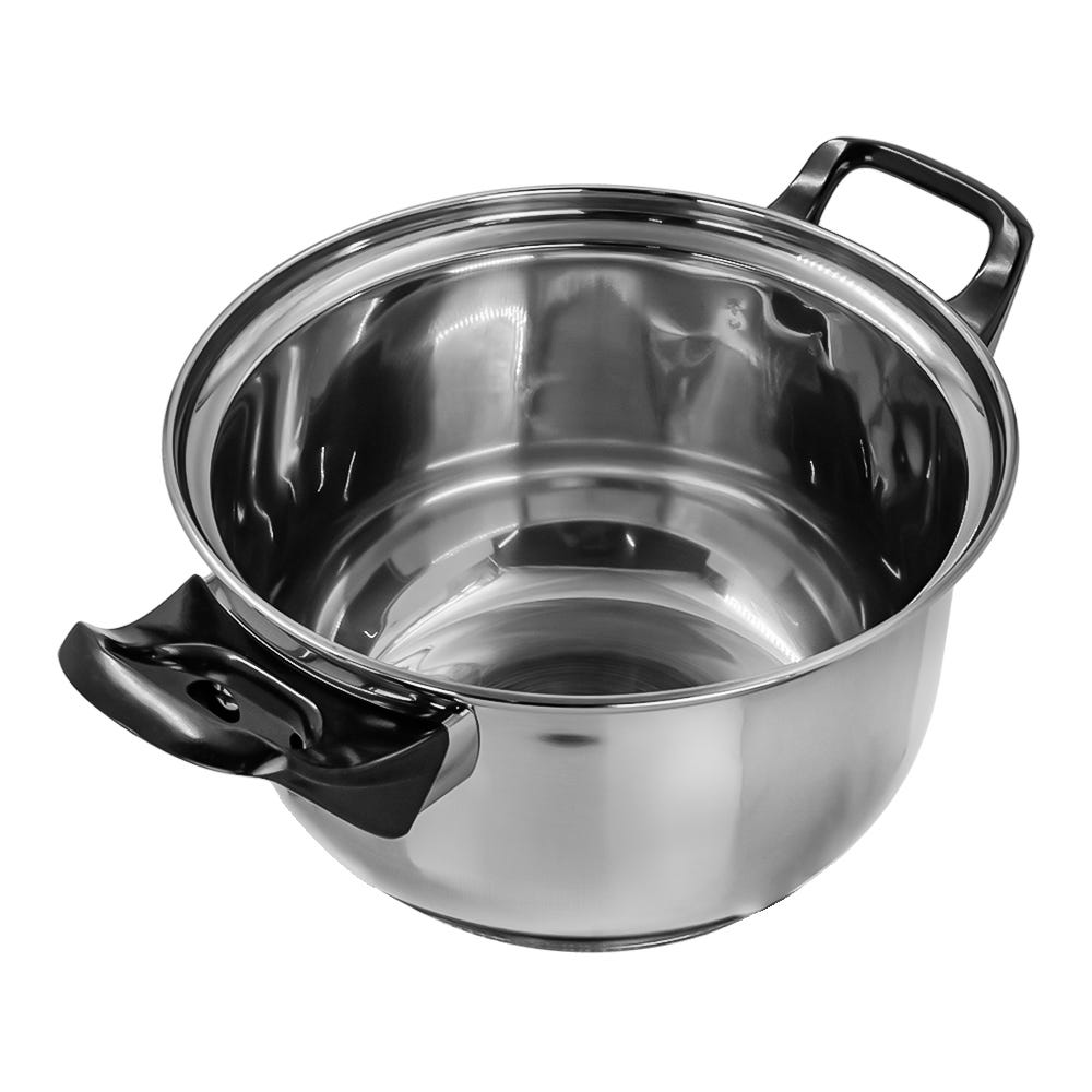 Cacerola de acero inoxidable con tapa de vidrio 1.5 litros A01 Qualité Basic