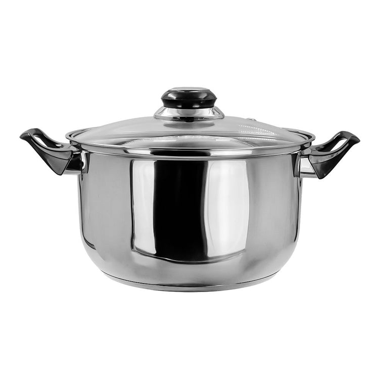 Olla baja de acero inoxidable con tapa de vidrio 2.9 litros A03 Qualité Basic