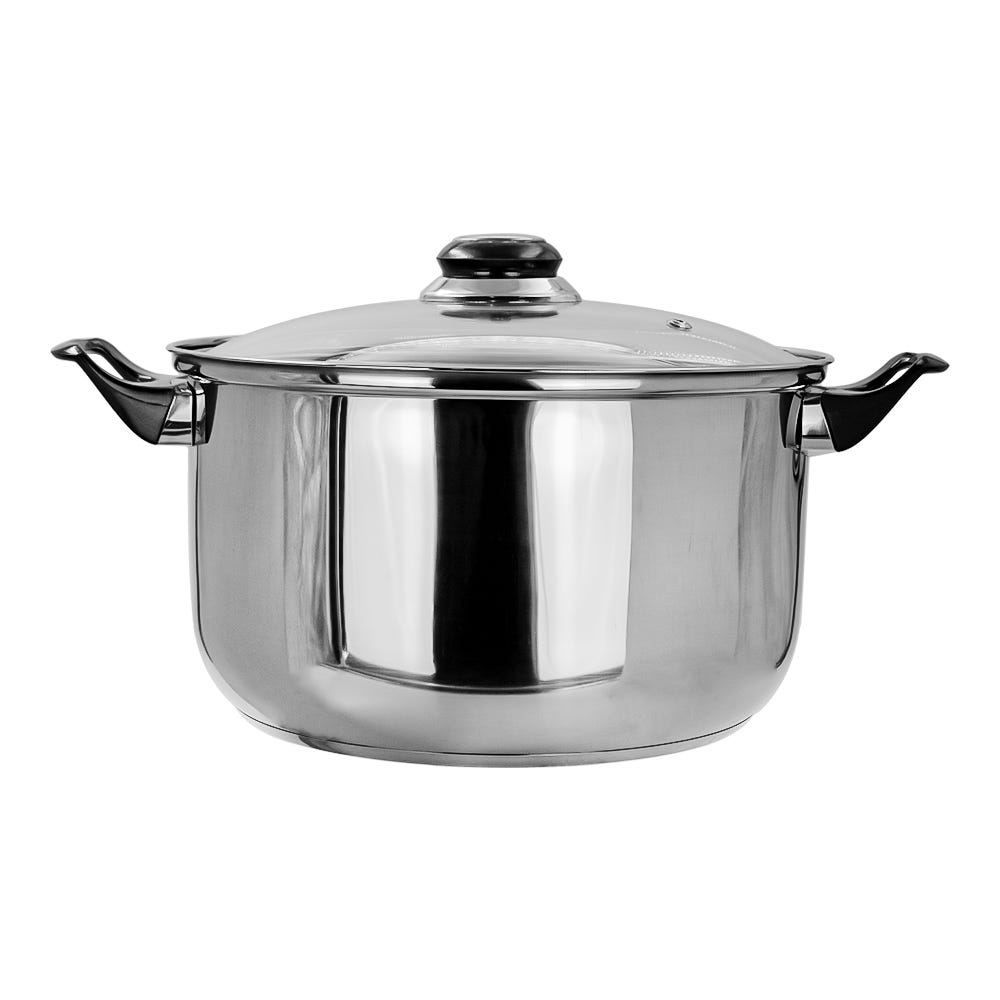 Olla baja de acero inoxidable con tapa de vidrio 5.1 litros A04 Qualité Basic