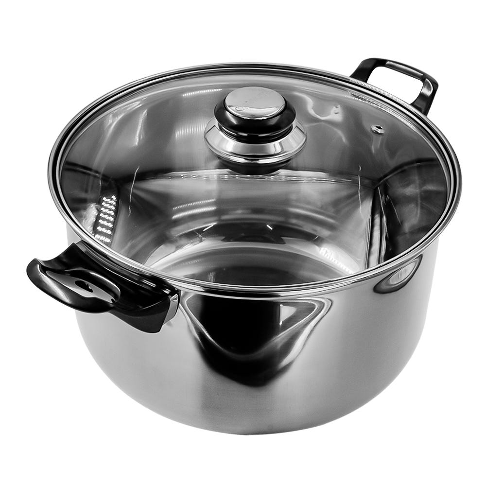 Olla baja de acero inoxidable con tapa de vidrio 5.1 litros A04 Qualité Basic