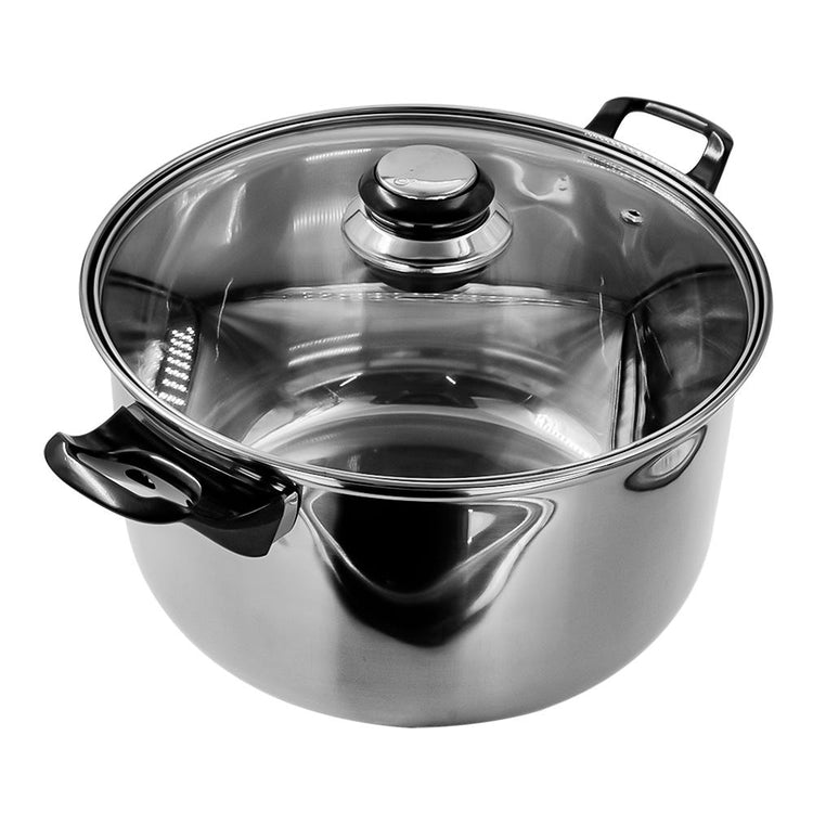 Olla baja de acero inoxidable con tapa de vidrio 5.1 litros A04 Qualité Basic