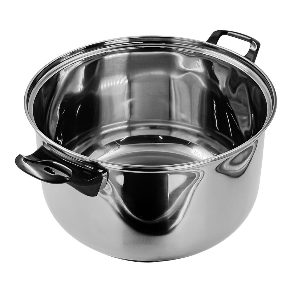 Olla baja de acero inoxidable con tapa de vidrio 5.1 litros A04 Qualité Basic