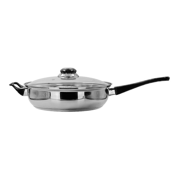 Sartén de acero inoxidable con tapa de vidrio 2.1 litros A06 Qualité Basic