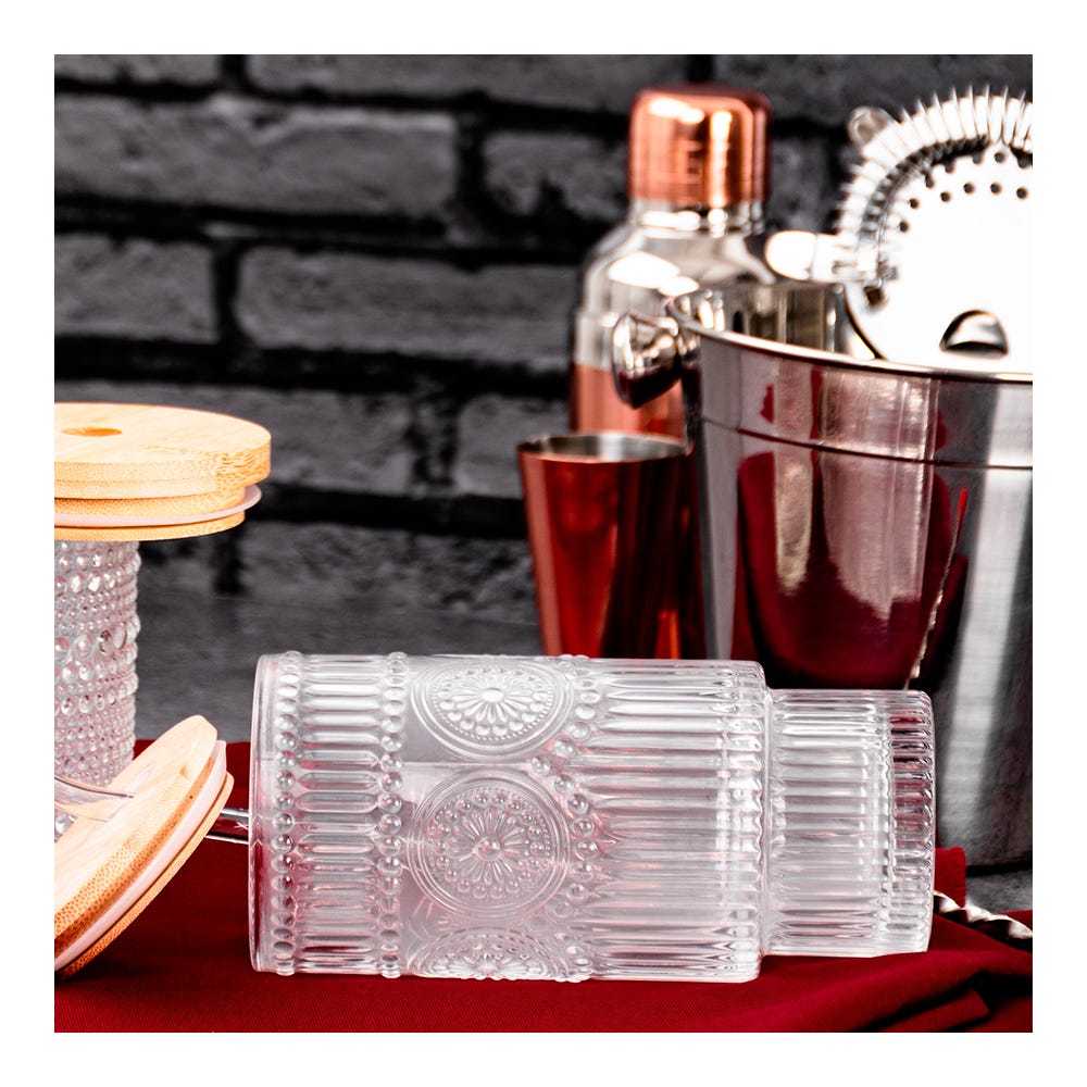 Juego de vasos de vidrio con tapa y popote 470 ml 2 piezas ATH-922 Home Sweet Home