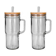Juego de tarros de vidrio con tapa y popote 700 ml 2 piezas ATH-924 Home Sweet Home