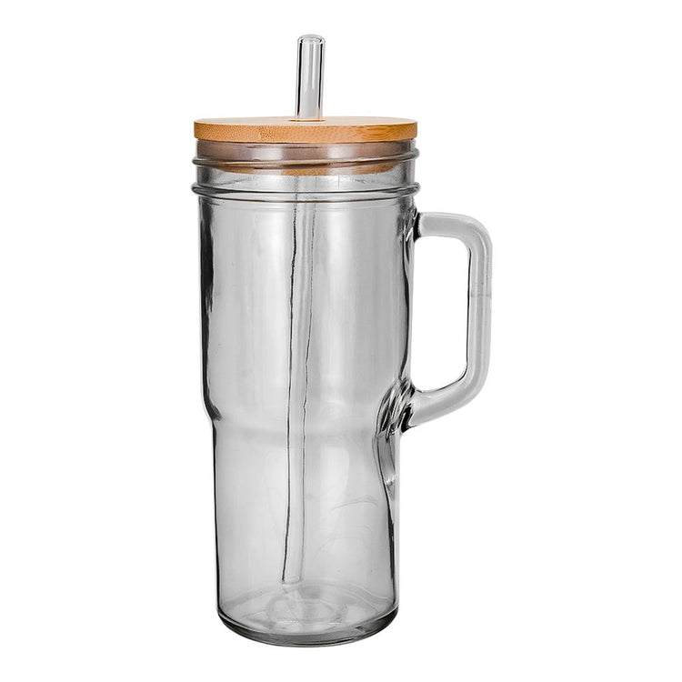 Juego de tarros de vidrio con tapa y popote 700 ml 2 piezas ATH-924 Home Sweet Home