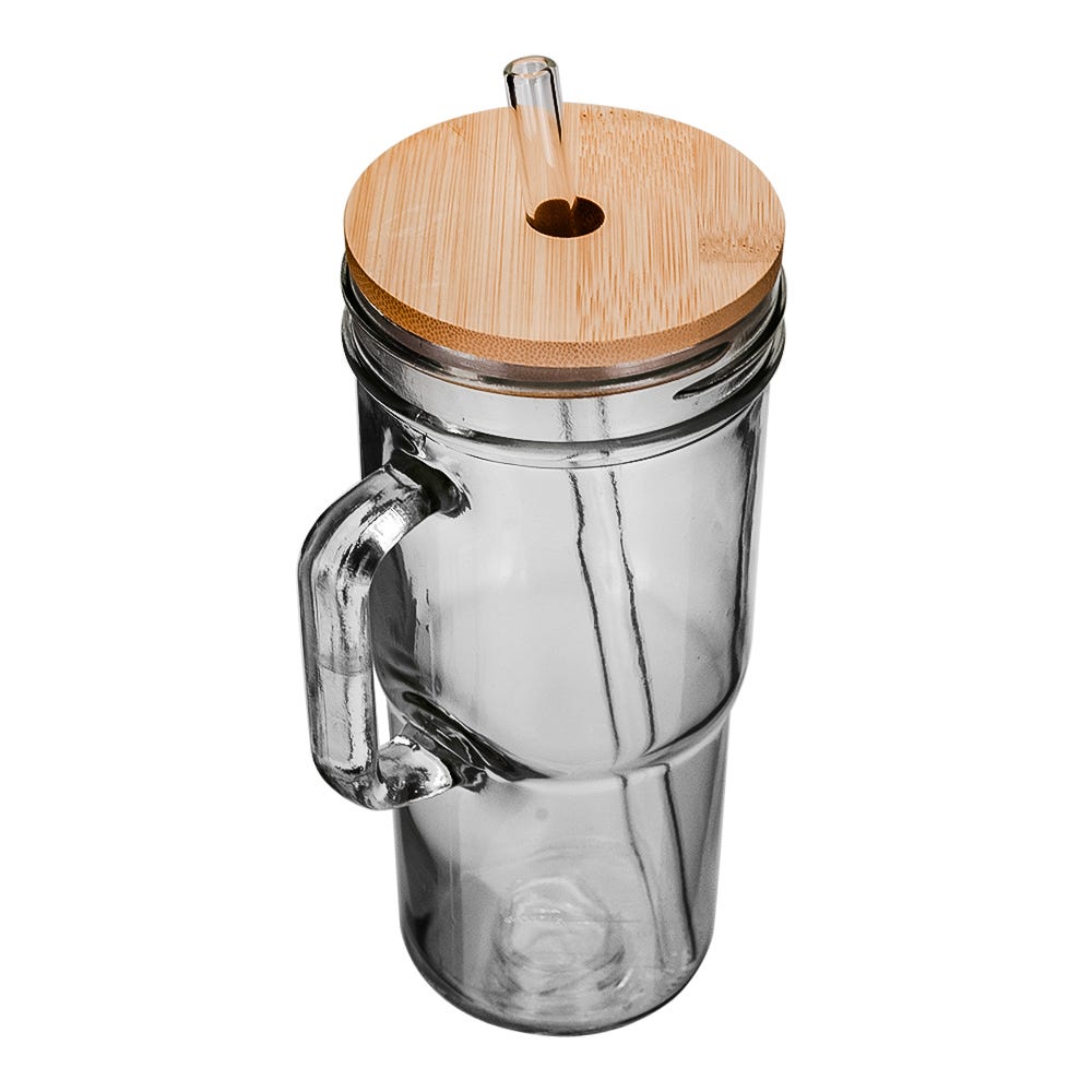 Juego de tarros de vidrio con tapa y popote 700 ml 2 piezas ATH-924 Home Sweet Home