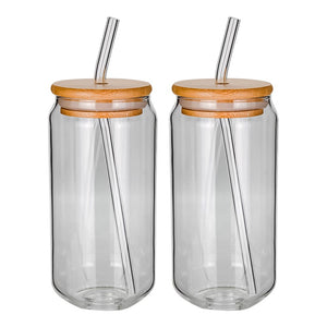 Juego de 2 vasos de vidrio con popote y tapa 535 ml Home Sweet Home