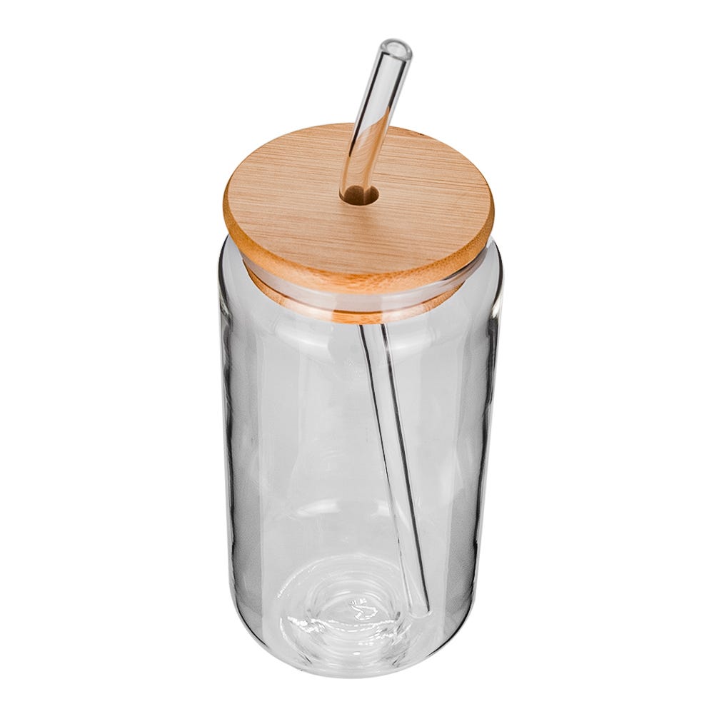 Juego de 2 vasos de vidrio con popote y tapa 535 ml Home Sweet Home