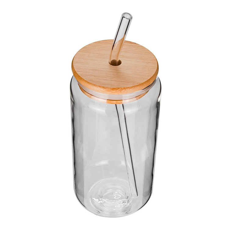 Juego de 2 vasos de vidrio con popote y tapa 535 ml Home Sweet Home