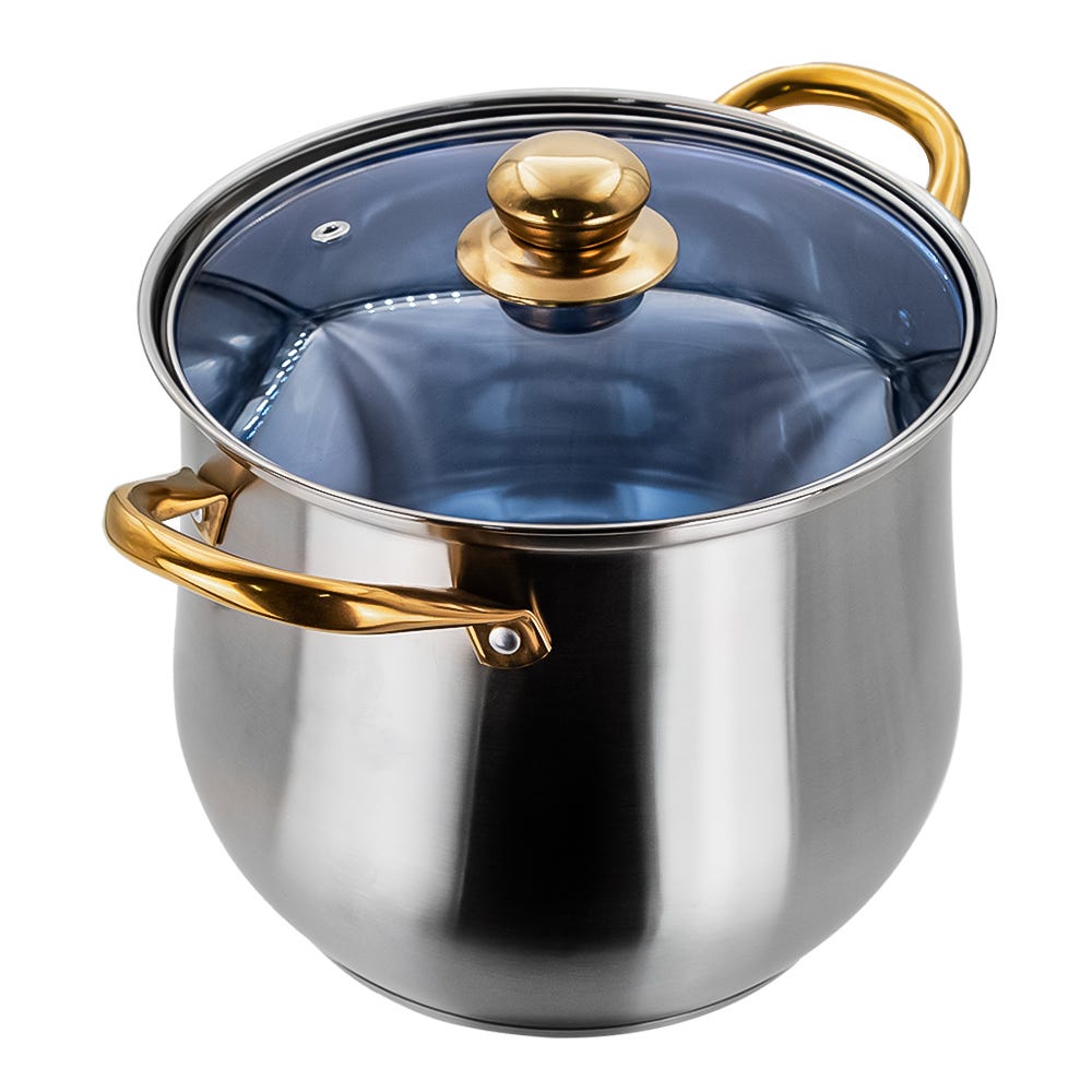 Olla alta de acero inoxidable con tapa de vidrio 5.3 L A05 Qualité Basic