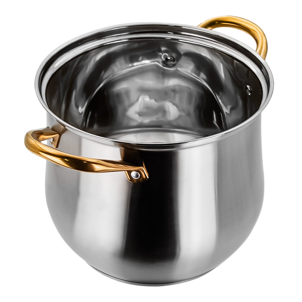 Olla alta de acero inoxidable con tapa de vidrio 5.3 L A05 Qualité Basic