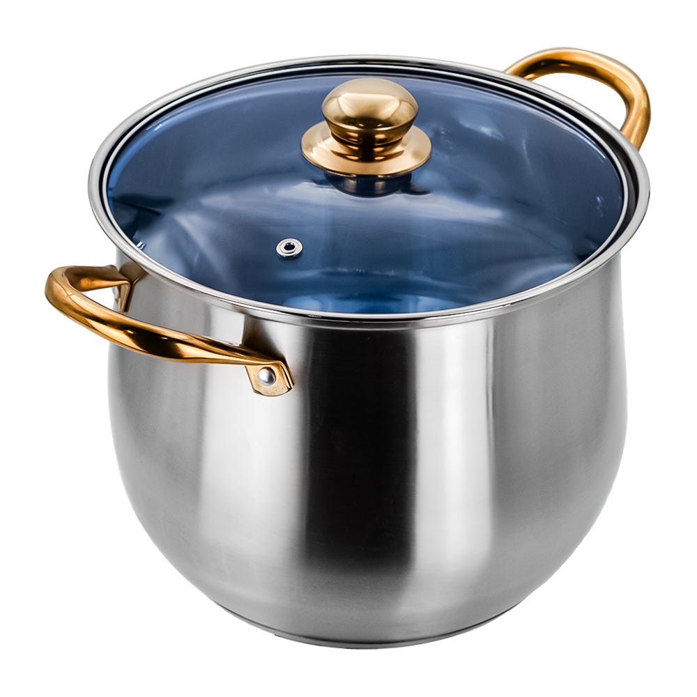 Olla alta de acero inoxidable con tapa de vidrio 7.3 L A05 Qualité Basic