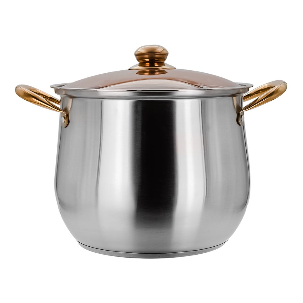 Olla alta de acero inoxidable con tapa de vidrio 9.2 L A05 Qualité Basic