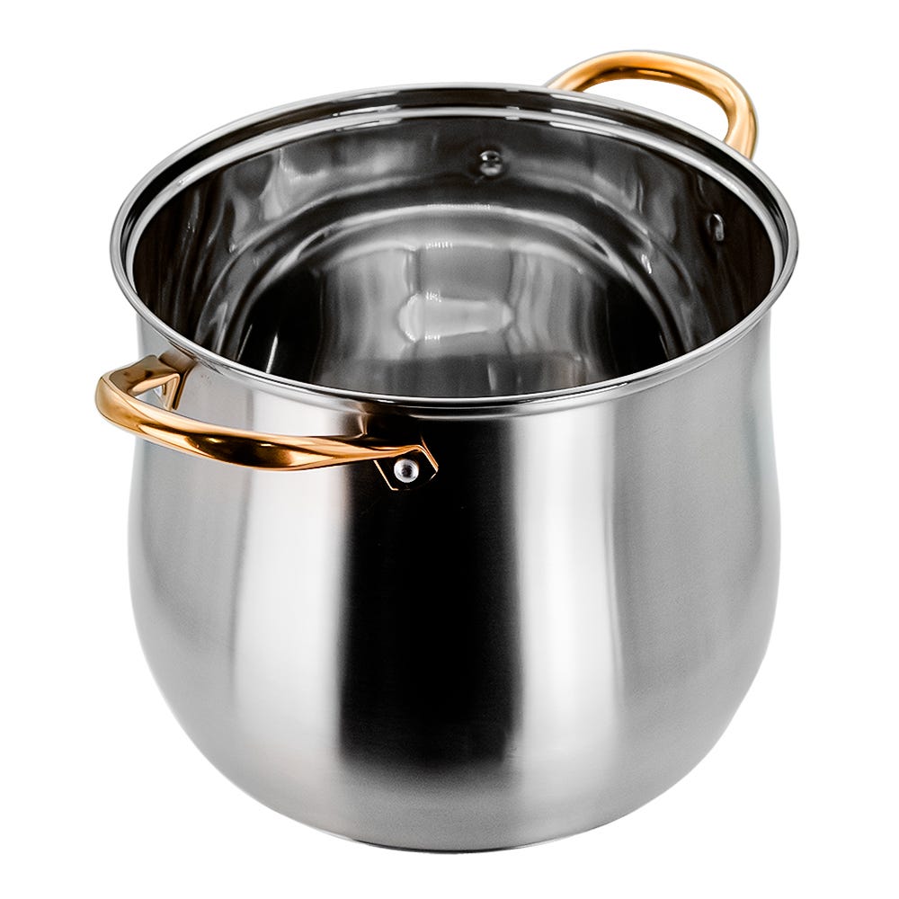 Olla alta de acero inoxidable con tapa de vidrio 9.2 L A05 Qualité Basic