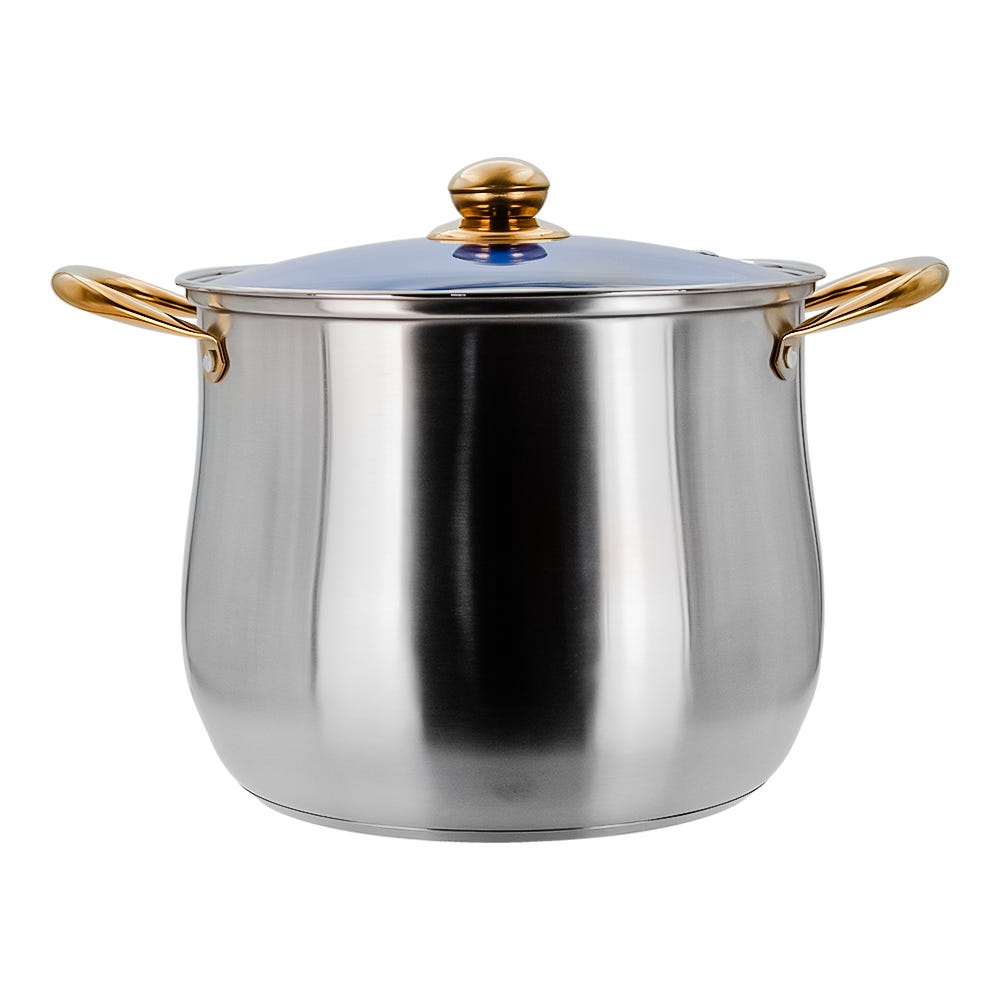 Olla alta de acero inoxidable con tapa de vidrio 9.2 L A05 Qualité Basic