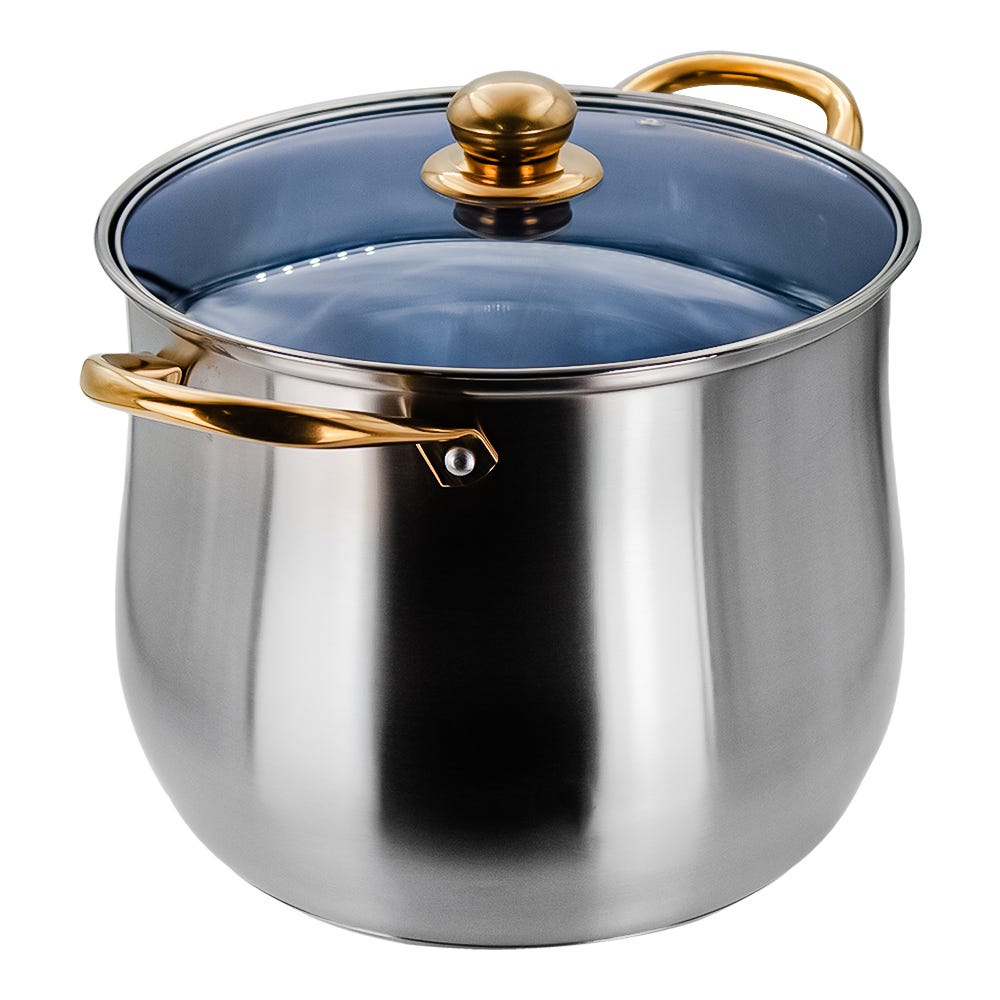 Olla alta de acero inoxidable con tapa de vidrio 9.2 L A05 Qualité Basic