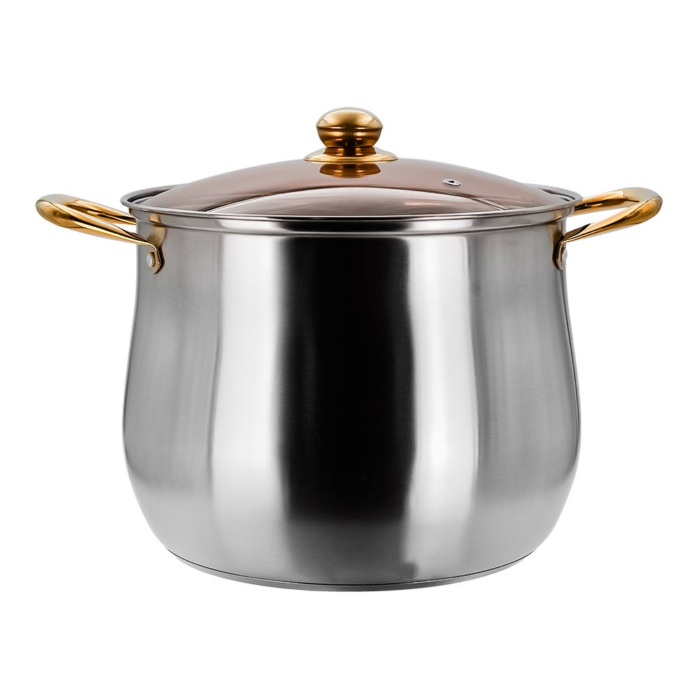 Olla alta de acero inoxidable con tapa de vidrio 11.2 L A05 Qualité Basic