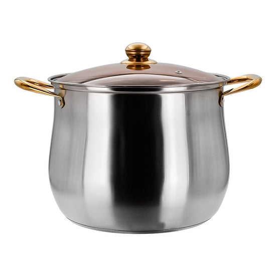 Olla alta de acero inoxidable con tapa de vidrio 11.2 L A05 Qualité Basic