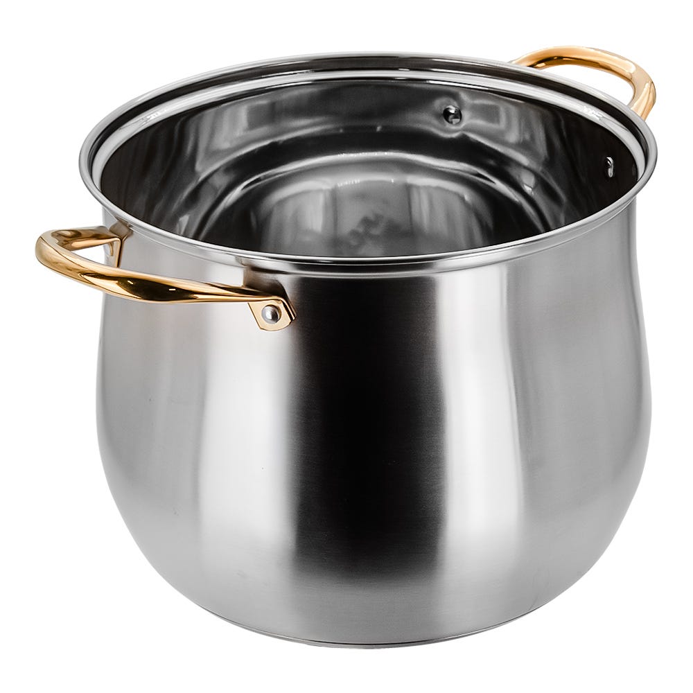 Olla alta de acero inoxidable con tapa de vidrio 11.2 L A05 Qualité Basic