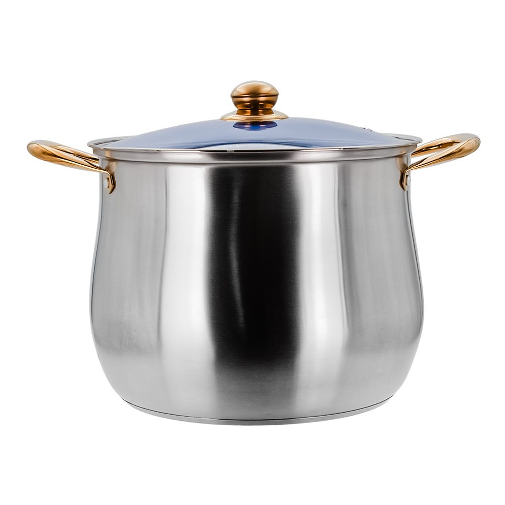 Olla alta de acero inoxidable con tapa de vidrio 11.2 L A05 Qualité Basic