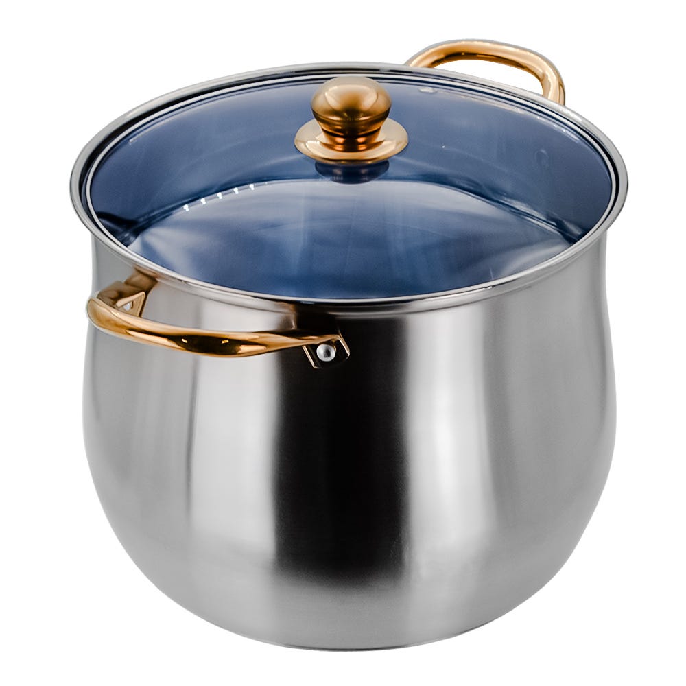 Olla alta de acero inoxidable con tapa de vidrio 11.2 L A05 Qualité Basic