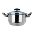 Cacerola de acero inoxidable con tapa de vidrio 1.370 litros azul A01 Qualité