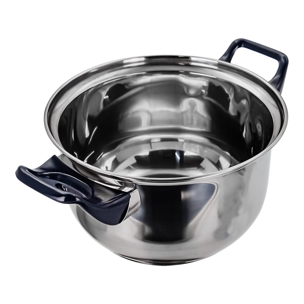 Cacerola de acero inoxidable con tapa de vidrio 1.370 litros azul A01 Qualité