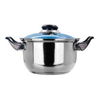 Cacerola de acero inoxidable con tapa de vidrio 1.370 litros azul A01 Qualité