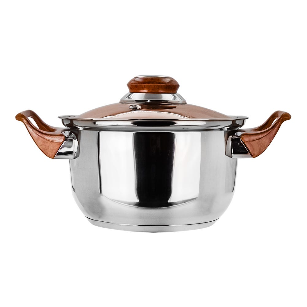 Cacerola de acero inoxidable con tapa de vidrio 1.370 litros marrón A01 Qualité