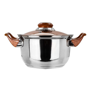 Cacerola de acero inoxidable con tapa de vidrio 1.370 litros marrón A01 Qualité