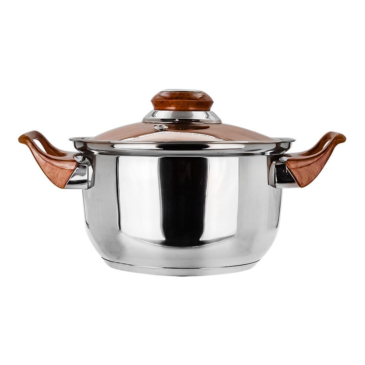 Cacerola de acero inoxidable con tapa de vidrio 1.370 litros marrón A01 Qualité