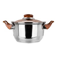 Cacerola de acero inoxidable con tapa de vidrio 1.370 litros marrón A01 Qualité